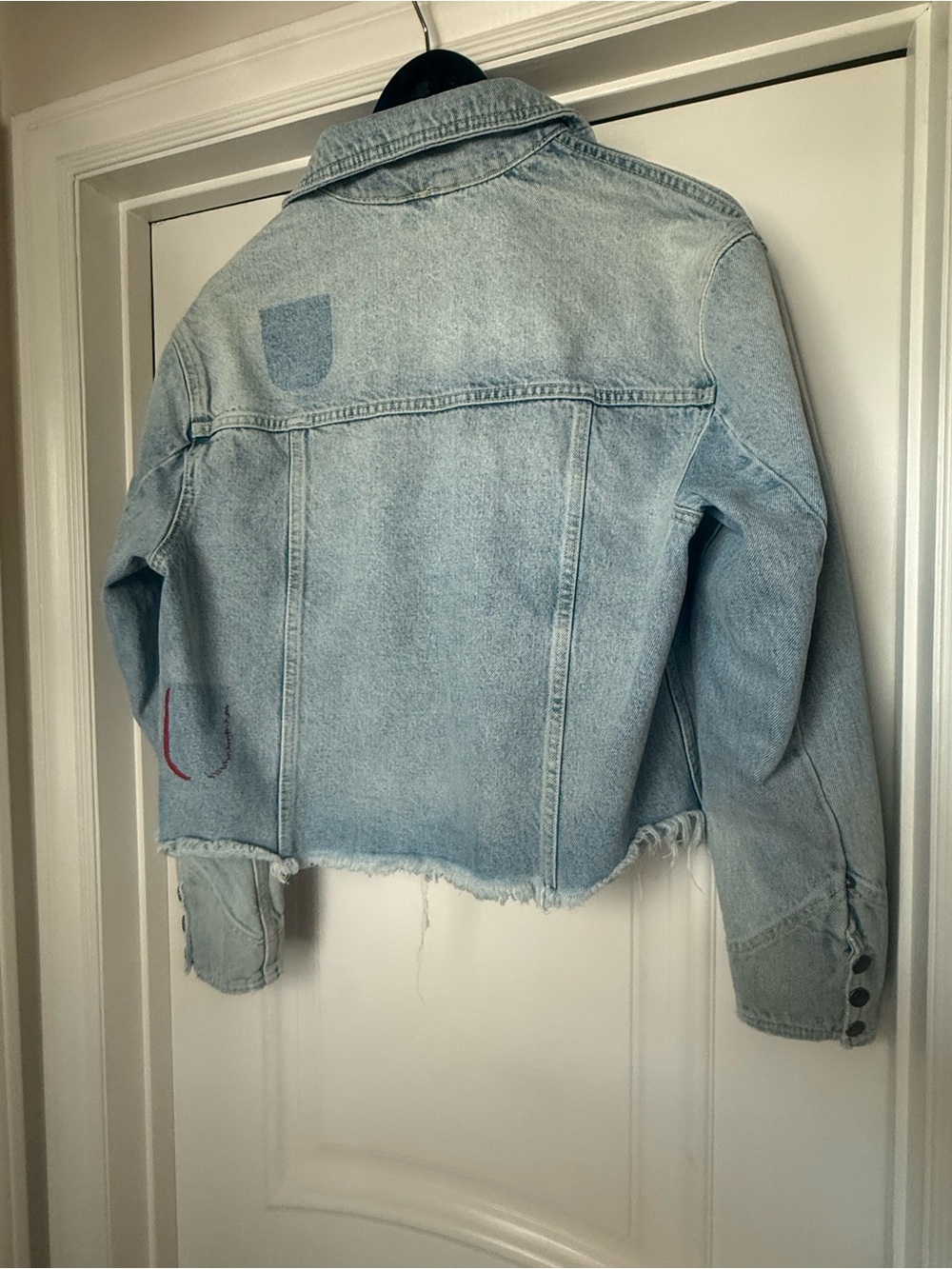 Free People Faded Light Blue Cropped Denim Jacket - Picture 5 of 7